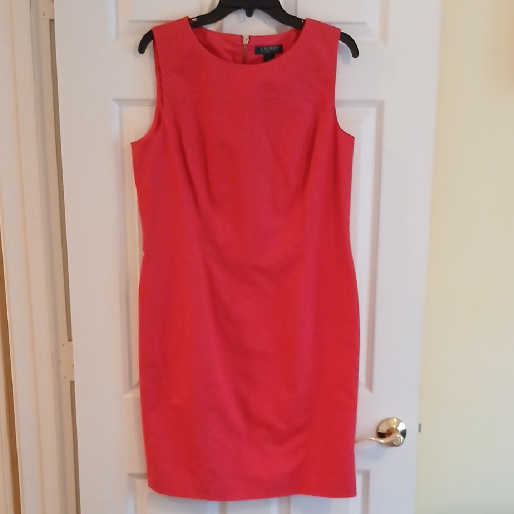 Ralph Lauren Pink Sleeveless Midi Dress Women's 14